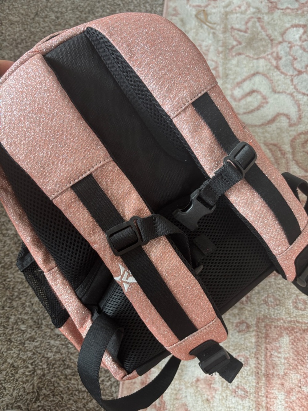 Kids Sparkle Pink Glitter Backpack with Star Accent - Picture 3 of 4